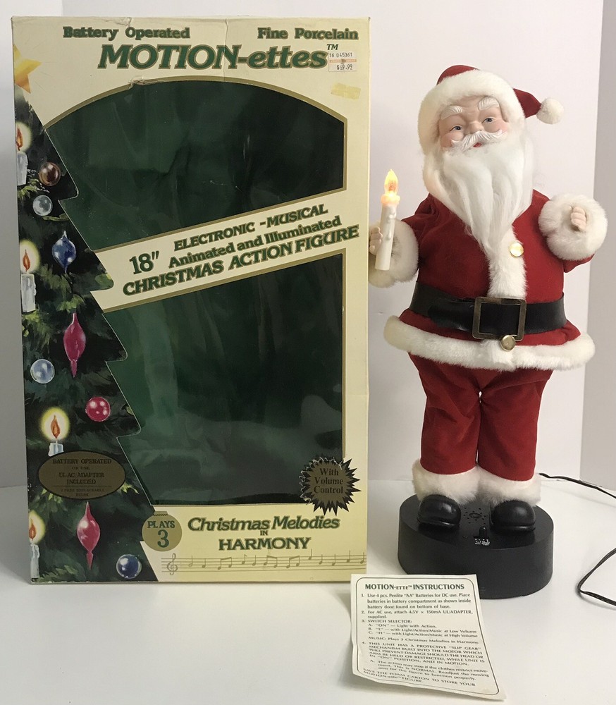 Telco Creations Christmas Motion-ettes Porcelain Santa 1986 - 18” - Works VIDEO