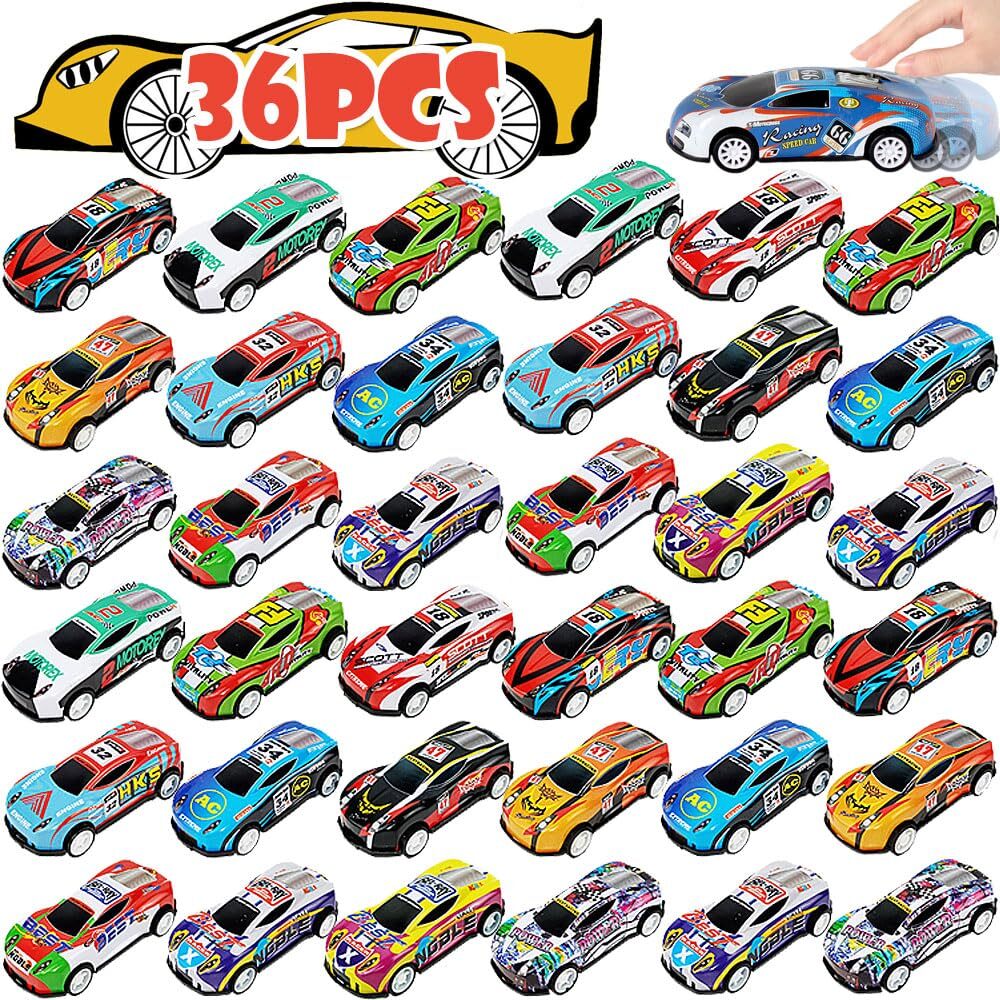 36 Pack Pull Back Toy Cars Mini Die-Cast Race Cars Vehicles Bulk Party Favor ...