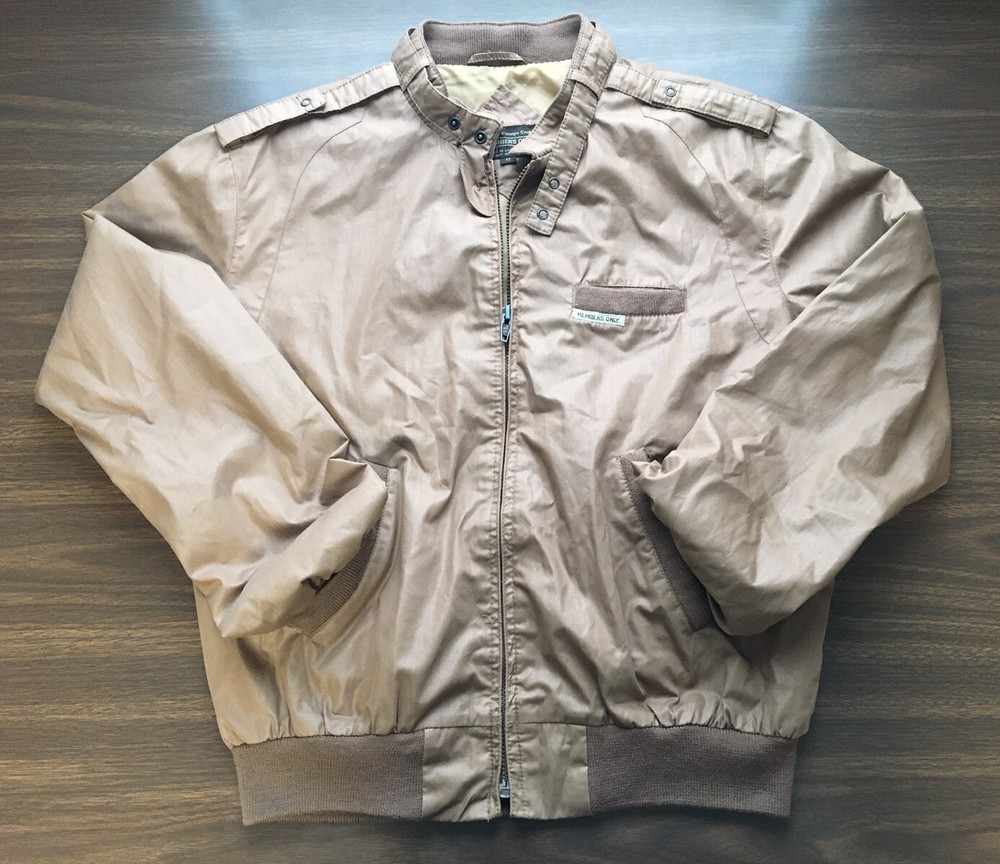 Members Only Tan Beige Cafe Racer Bomber Jacket Windbreaker Size 42L for Men-image