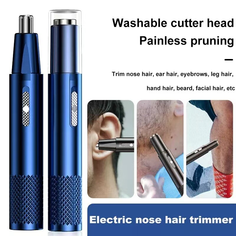 Men's Rechargeable Nose & Ear Hair Trimmer - All-in-One Grooming Kit with Extra Attachments