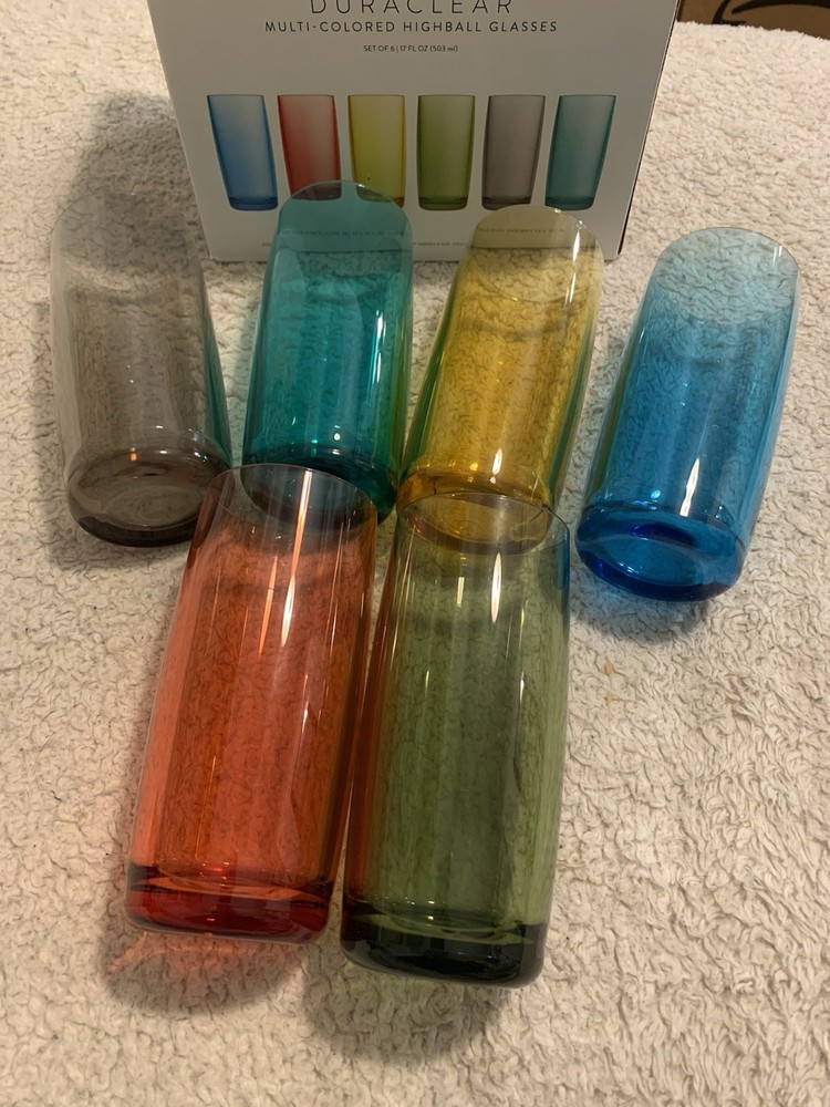 Williams Sonoma 6-Piece Duraclear Colorful Highball Glass Set