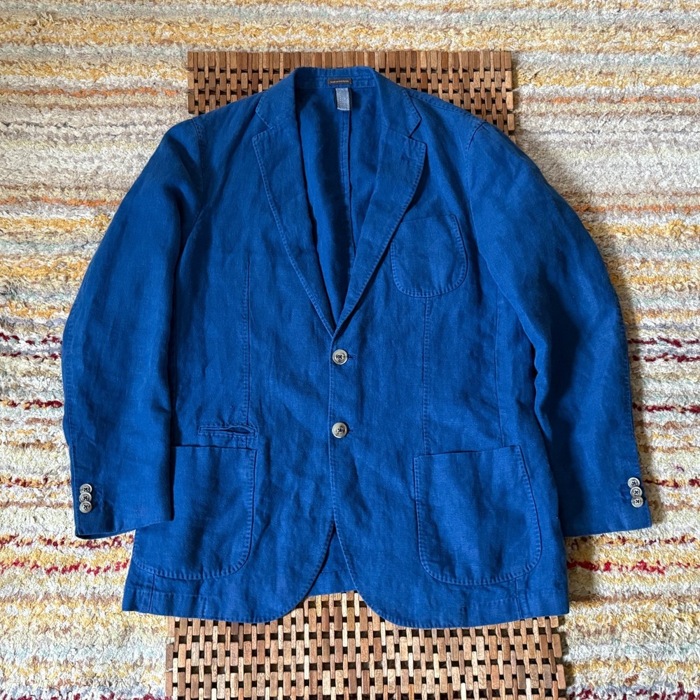 Peter Millar Linen Button Down Blazer Chore Jacket Coat Blue Men's Medium M