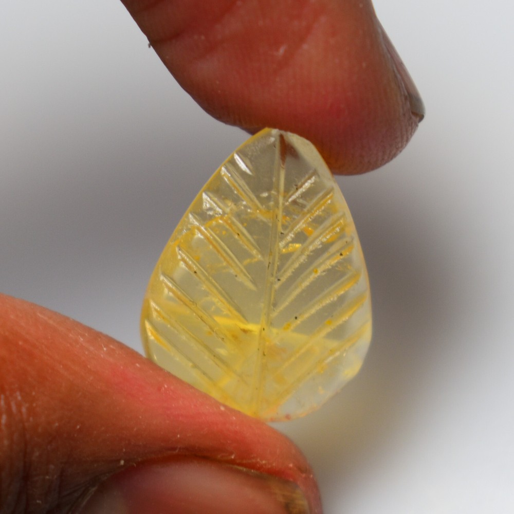 Natural Citrine Carving 7.10 Carats, Natural Citrine Leaf Gemstone For Jewelry