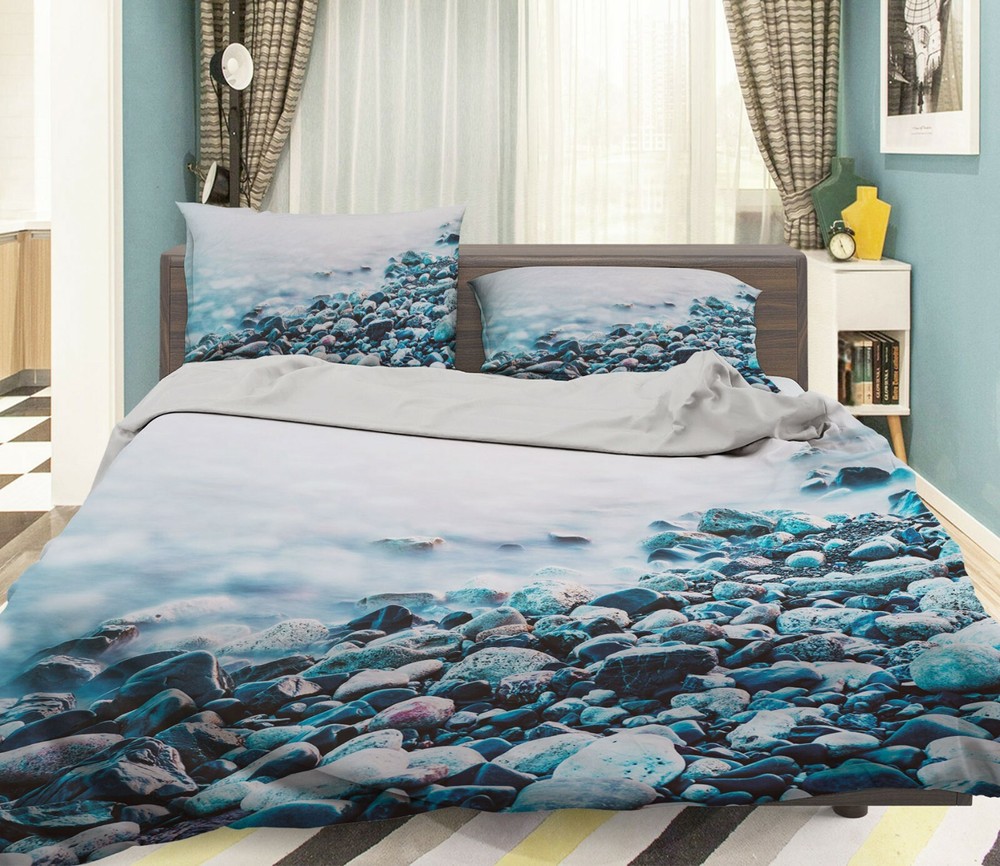 3D Seaside Stones ZHUA746 Bed Pillowcases Quilt Duvet Cover Set Queen King Amy