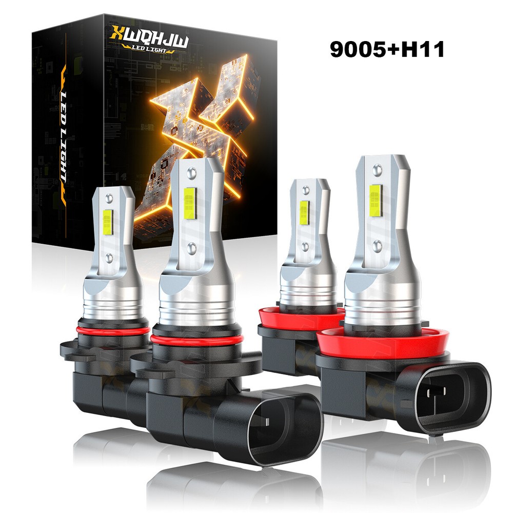 4X 9005 H11 LED Headlights High/Low Beam White Bulbs For Ford Edge 2007-2010