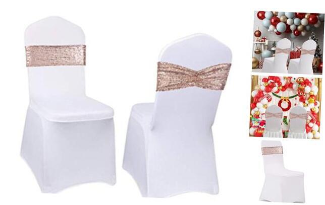 100 Rose Gold Sequin Chair Sashes for Wedding or Party Decor