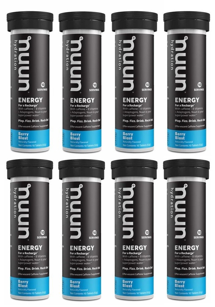 Nuun, Daily Hydration, Energy, Berry Blast 10 tablets, Pack of 8, EXP 06/27