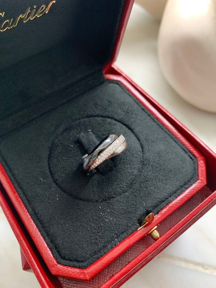 CARTIER Cartier K18WG Trinity Pave Diamond Ring