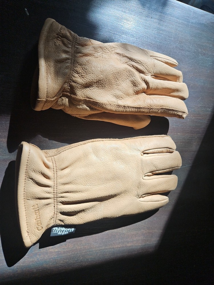 Carhartt Light Brown Cowhide Leather Driving Gloves Size XL w/Thinsulate Retro