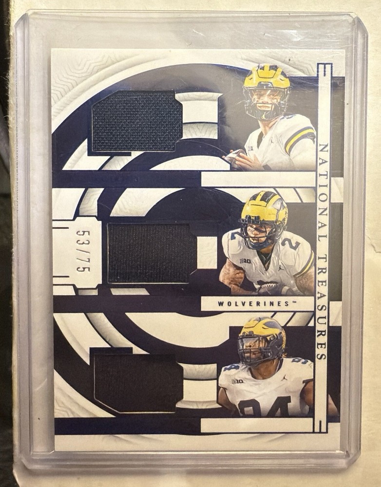 2024 Panini National Treasures Blue JJ McCarthy Corum Jenkins /75 Rc Michigan