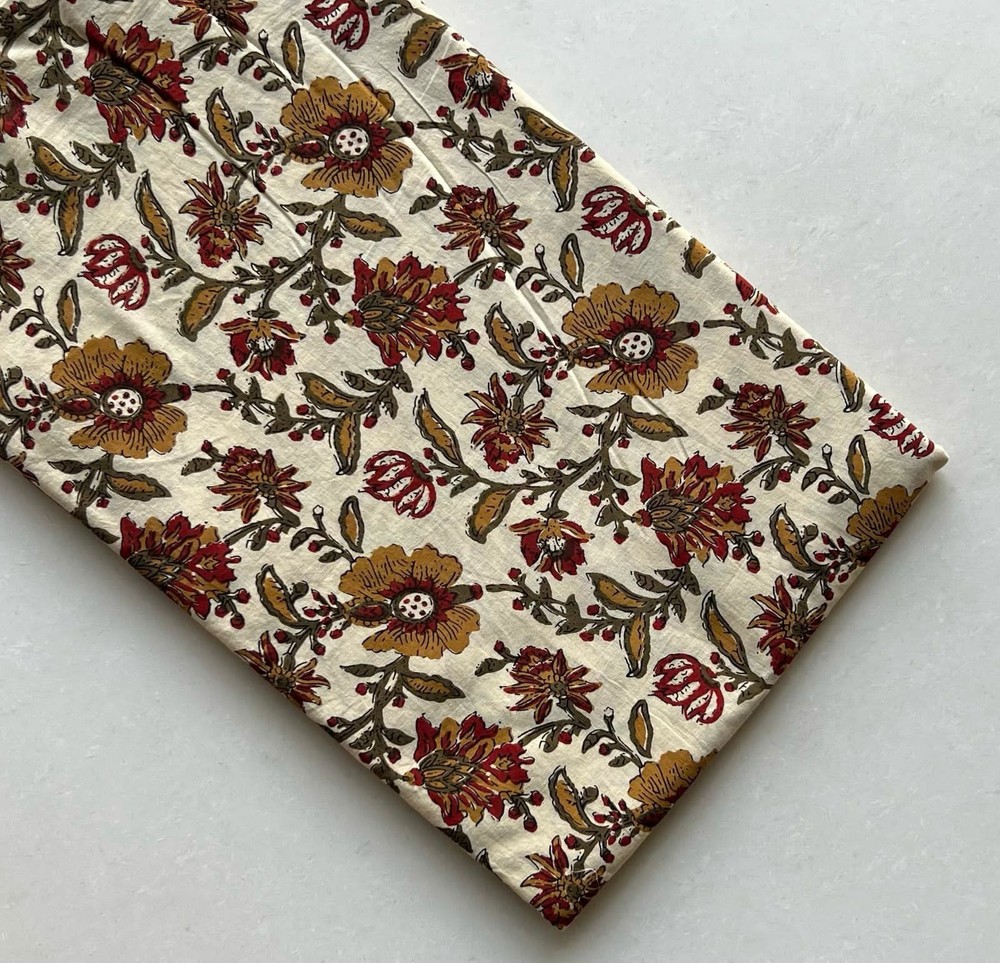 Handmade Indian Block Print Cotton Fabric Textile Yardage 1–10 Yards