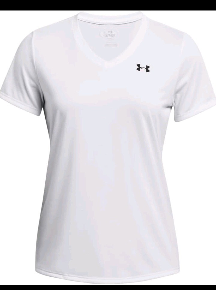 Under Armour Women’s Tech SSV Solid V-Neck T-Shirt White Size Large NWT $25...