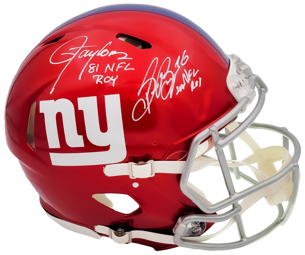 SALE! LAWRENCE TAYLOR & BARKLEY AUTO GIANTS FLASH FULL SIZE AUTH HELMET BECKETT-image