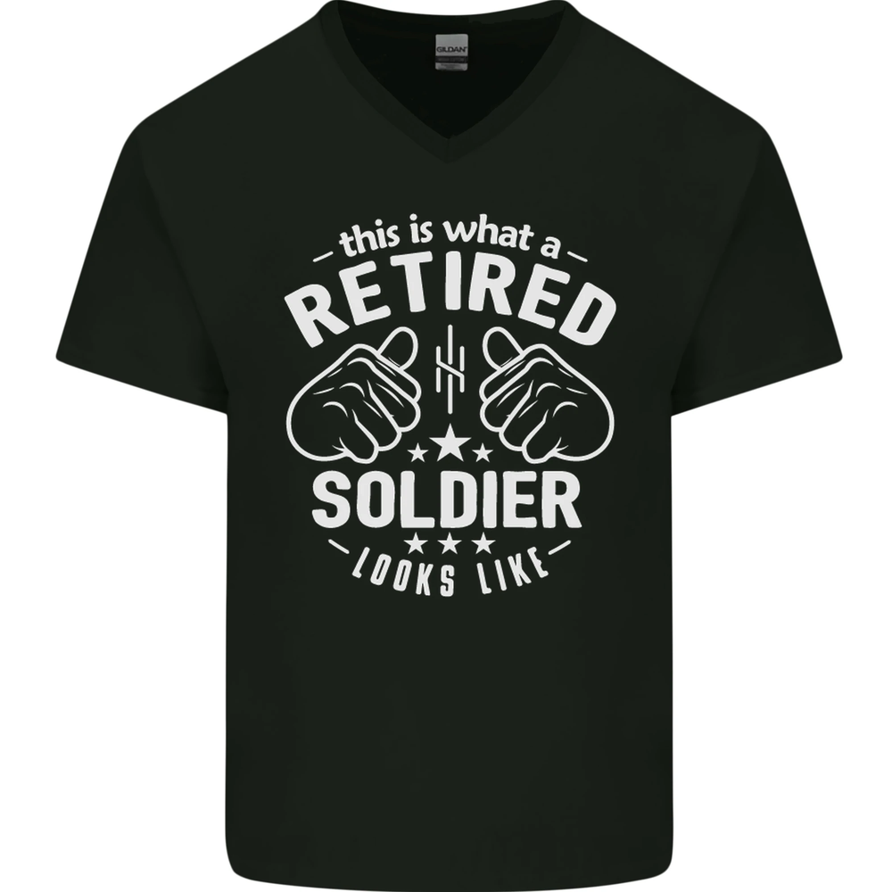 This Is What a Retired Soldier Looks Like Mens V-Neck Cotton T-Shirt