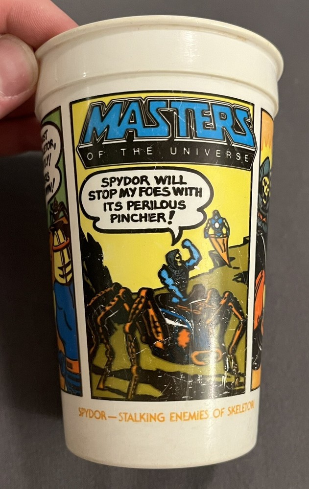 1985 He-Man MOTU Masters Of The Universe Burger King Cup Spydor Skeletor