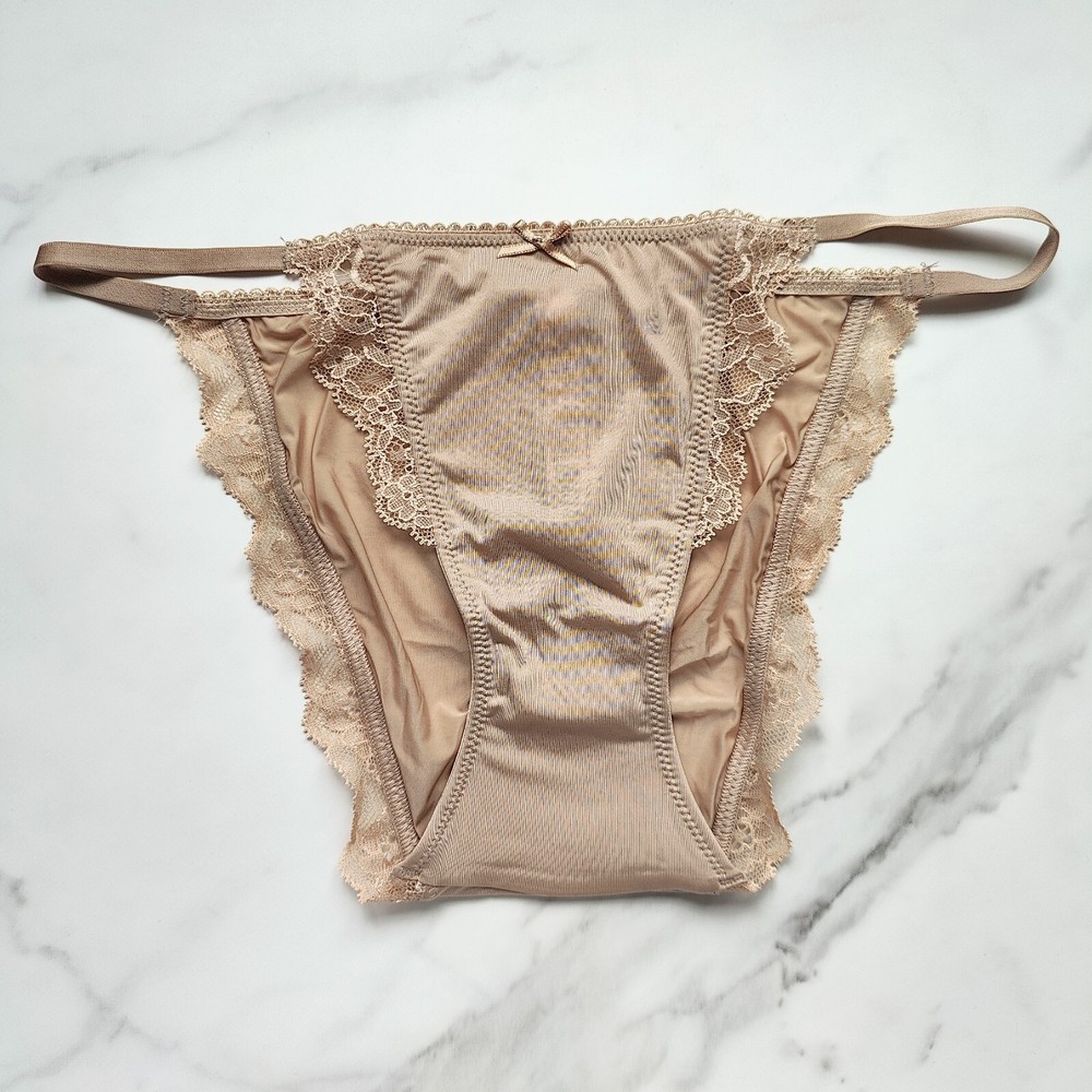 Victoria's Secret Dream Angels Lace-Trim Smooth String Bikini Panty Praline S/M