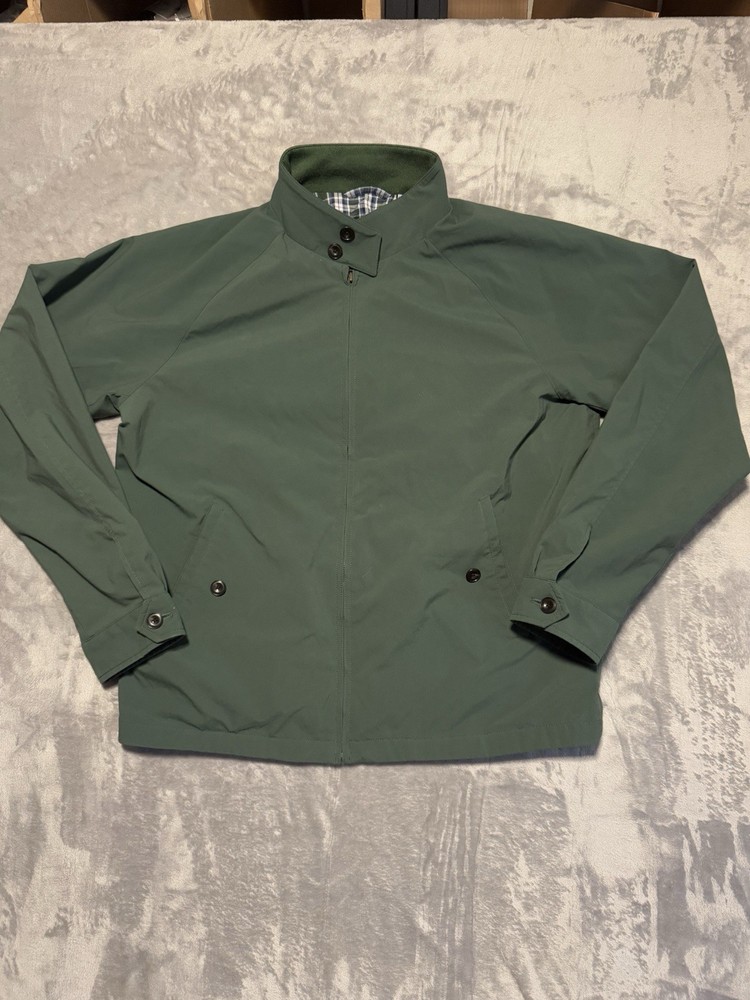 Uniqlo Harrington Jacket Mens L Green Zip Front Check Plaid Lining Outdoor
