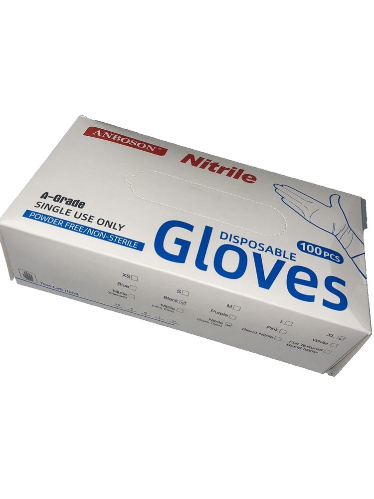 5 Mil | white Disposable Nitrile Exam Gloves (Powder Free - Non Sterile