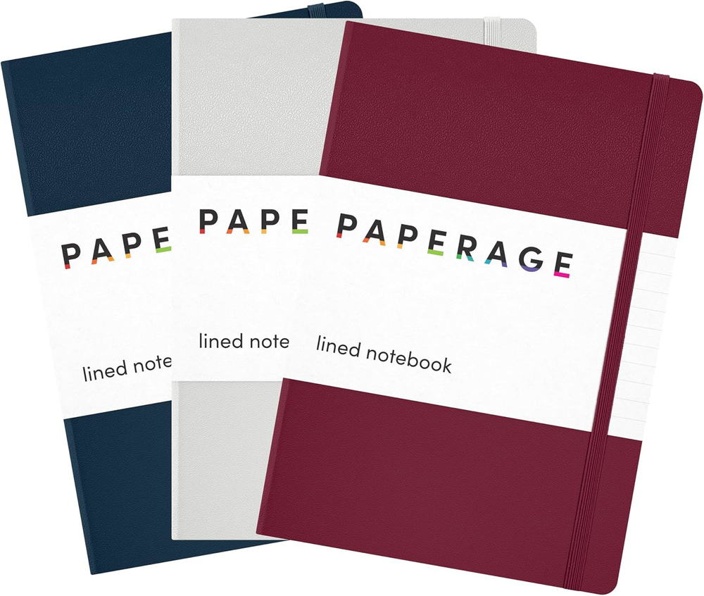 Lined Journal Notebooks 3 Pack Burgundy Light Grey Navy 160 Pages Hardcover
