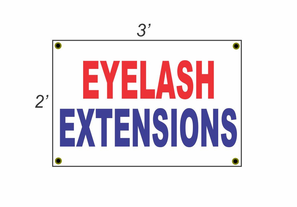 2x3 Patriotic Red, White & Blue Eyelash Extensions Banner Sign – New Discounted Size & Price, Perfect for Salons & Beauty Studios