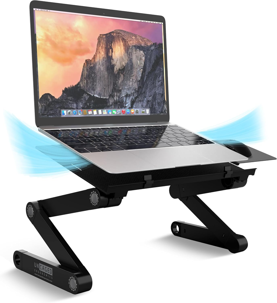 Adjustable Laptop Stand for Desk Portable Foldable Cooling Riser Black