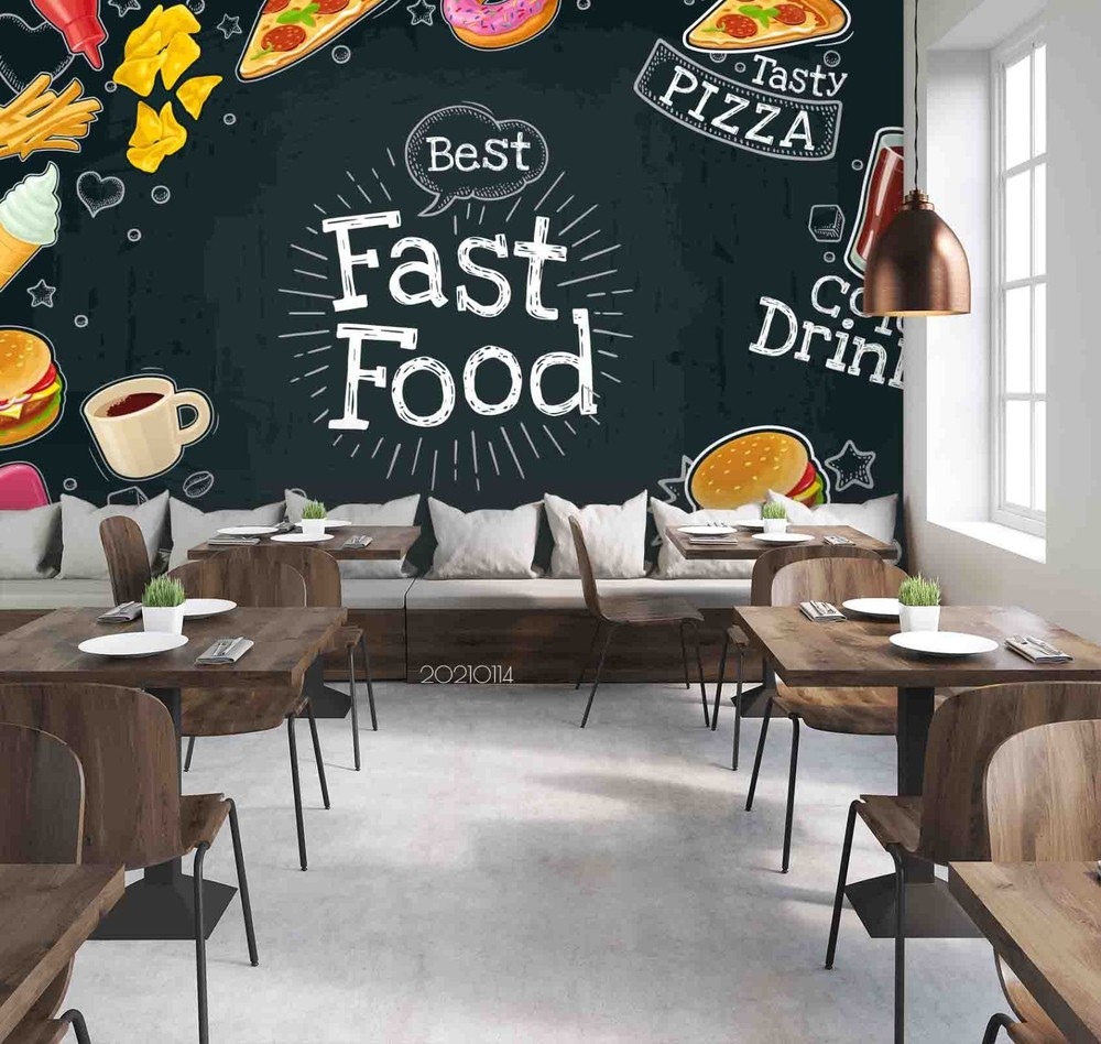 3D Fast Food Illustration Wall Murals Wallpaper Murals Wall Sticker 7