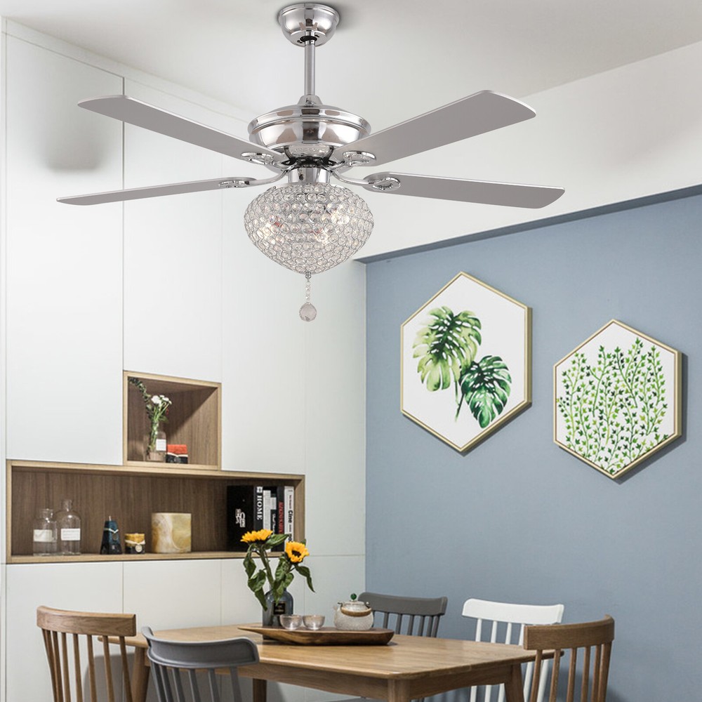 52-inch Remote & Pull Chain Ceiling Fan with Light Chandelier