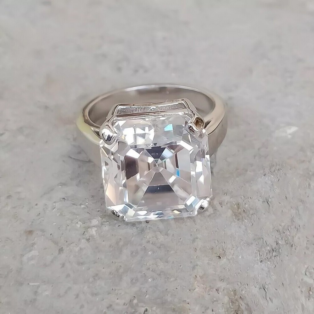 8.30 Ct Certified Radiant Cut White Diamond Solitaire 925 Sterling Silver Ring