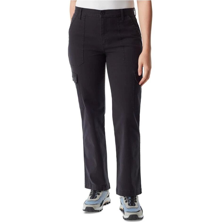 BASS OUTDOOR Women’s Black Cotton Canvas High-Rise Cargo Pants US Size 2