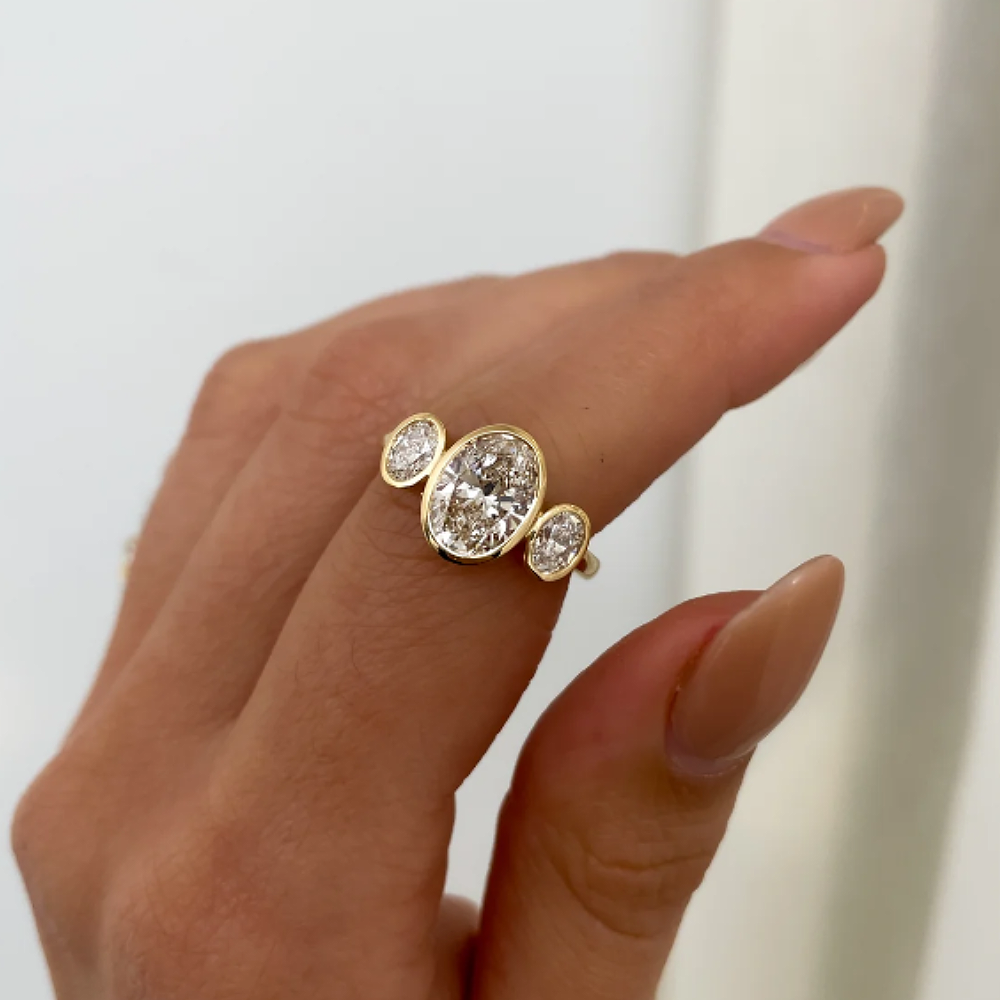 2 Ct Oval Cut Diamond Engagement Ring IGI Lab Created 14K Yellow Gold