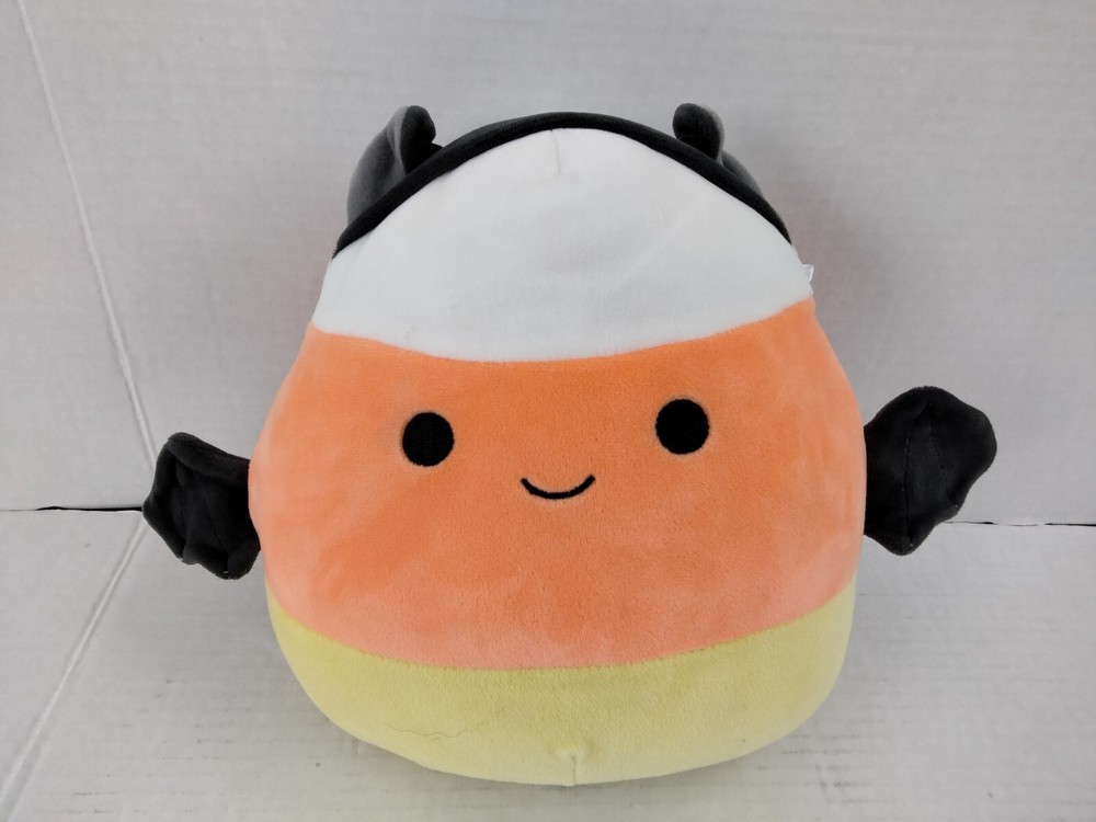 Squishmallows Halloween Squad Delie the Candy Corn in a Bat Costume 8