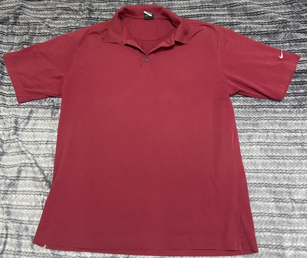 Nike Golf Polo Shirt Mens XL Maroon Burgundy Red Short Sleeve Collar Nike Swoosh