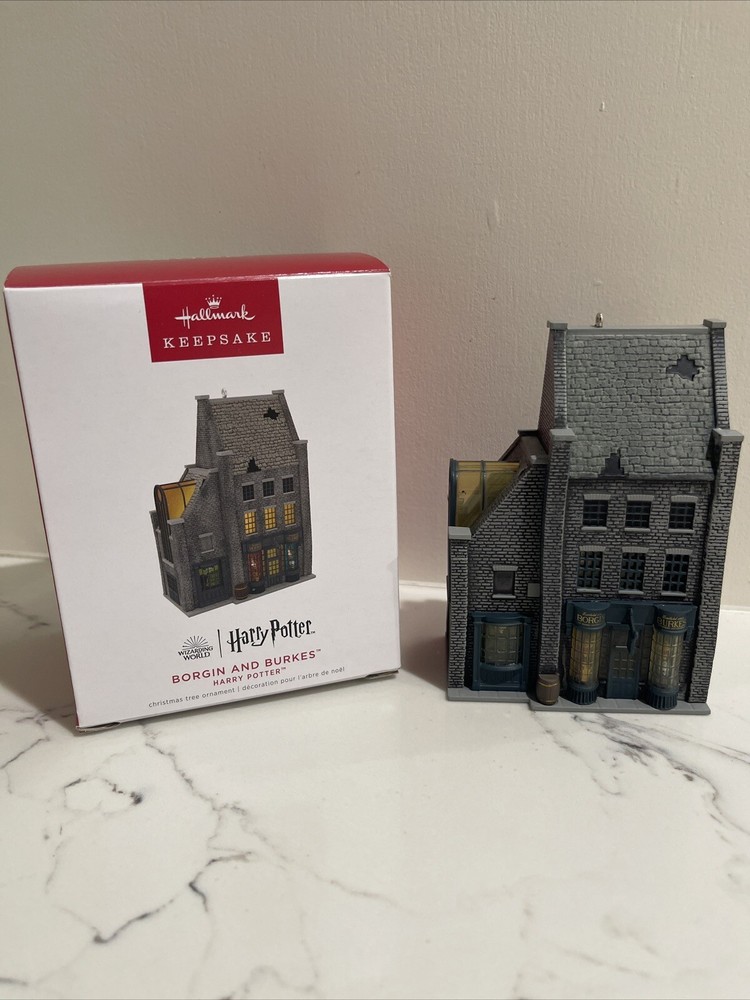 Harry Potter Borgin and Burkes Gray Yellow Ornament by Hallmark QXI7206