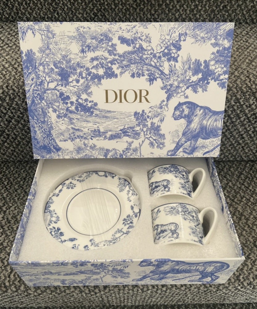 Dior Blue Toile de Jouy Espresso Cup & Saucer Set Boxed