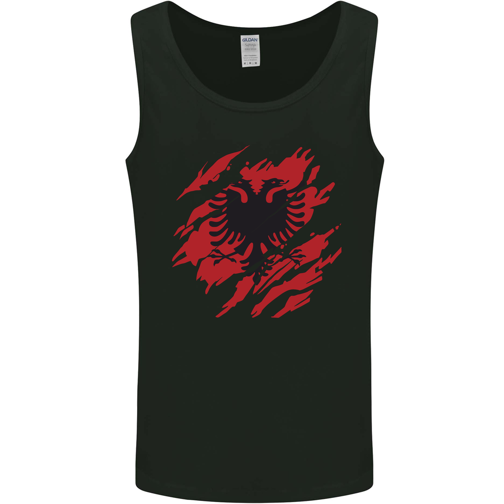Torn Albania Flag Albanian Day Football Mens Vest Tank Top
