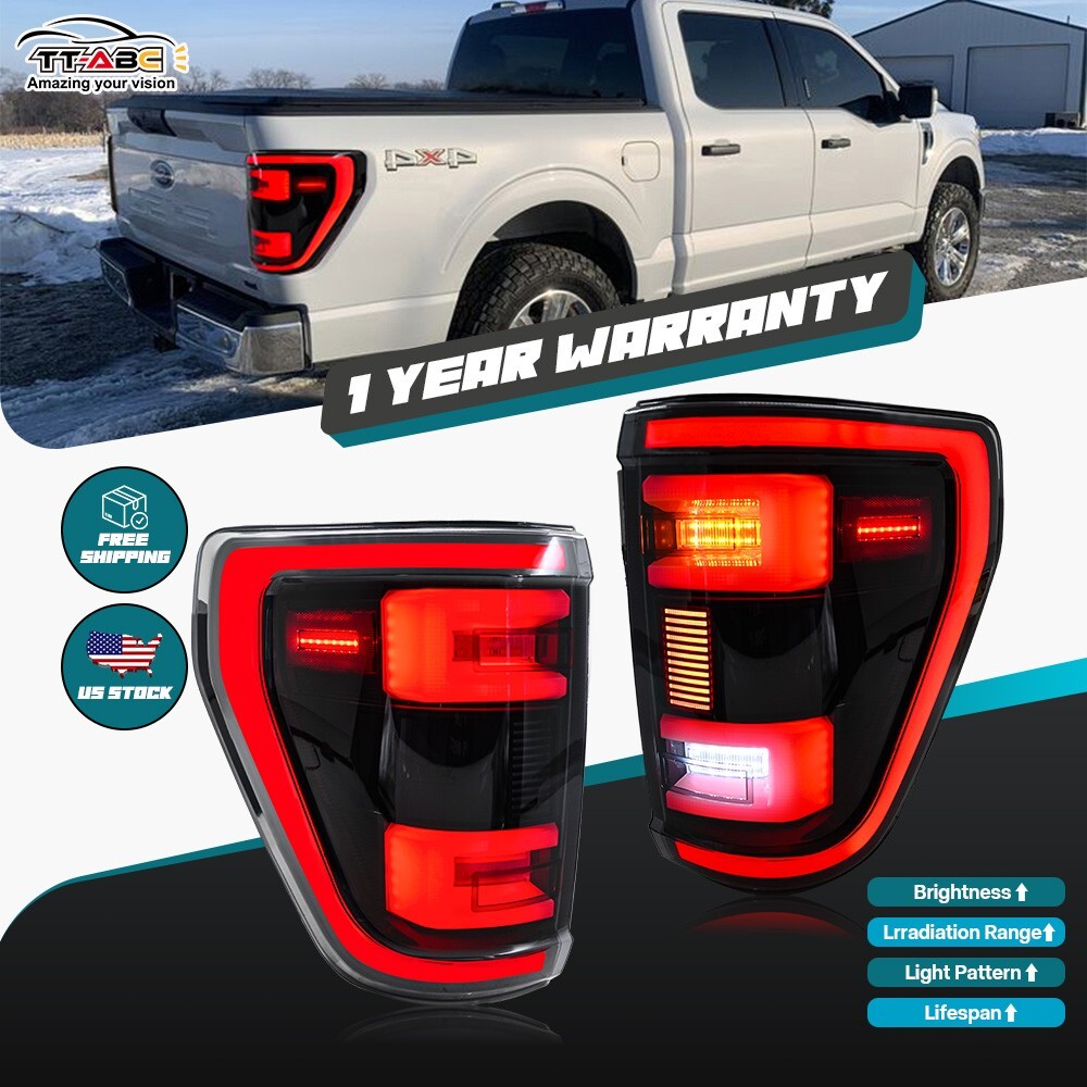 Smoke LED Sequential Tail Lights for Ford F-150 XL STX 2021-2023 Pickup Truck
