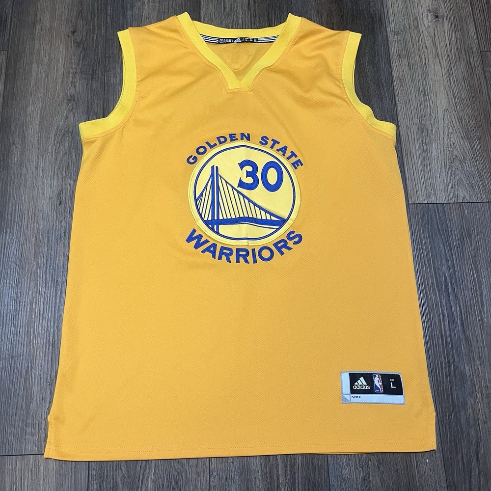 Stephen Steph Curry Golden State Warriors Adidas Jersey Mens L #30 NBA Yellow
