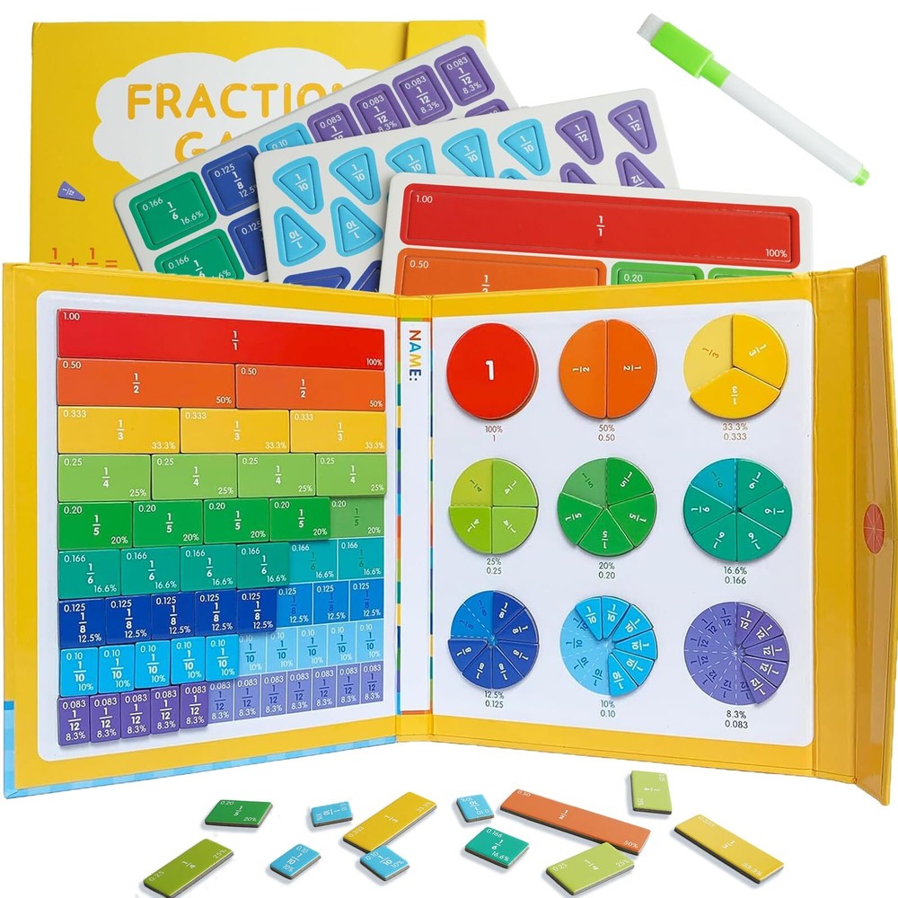 Montessori Magnetic Fraction Puzzle for Kids Learning Math Fractions
