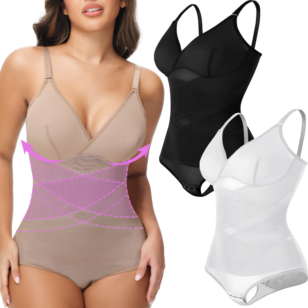 Women's V-Neck Shapewear Bodysuit for Tummy Control & Slimming