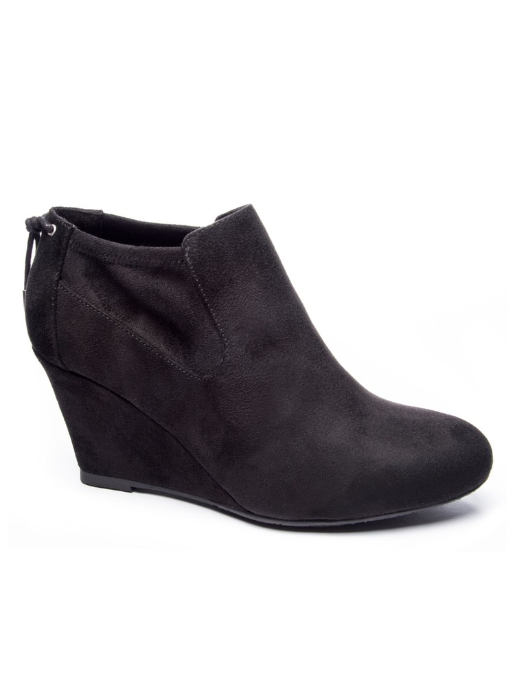CL BY LAUNDRY Womens Black Drawstring Detail Viva Almond Toe Wedge Booties 6.5 M