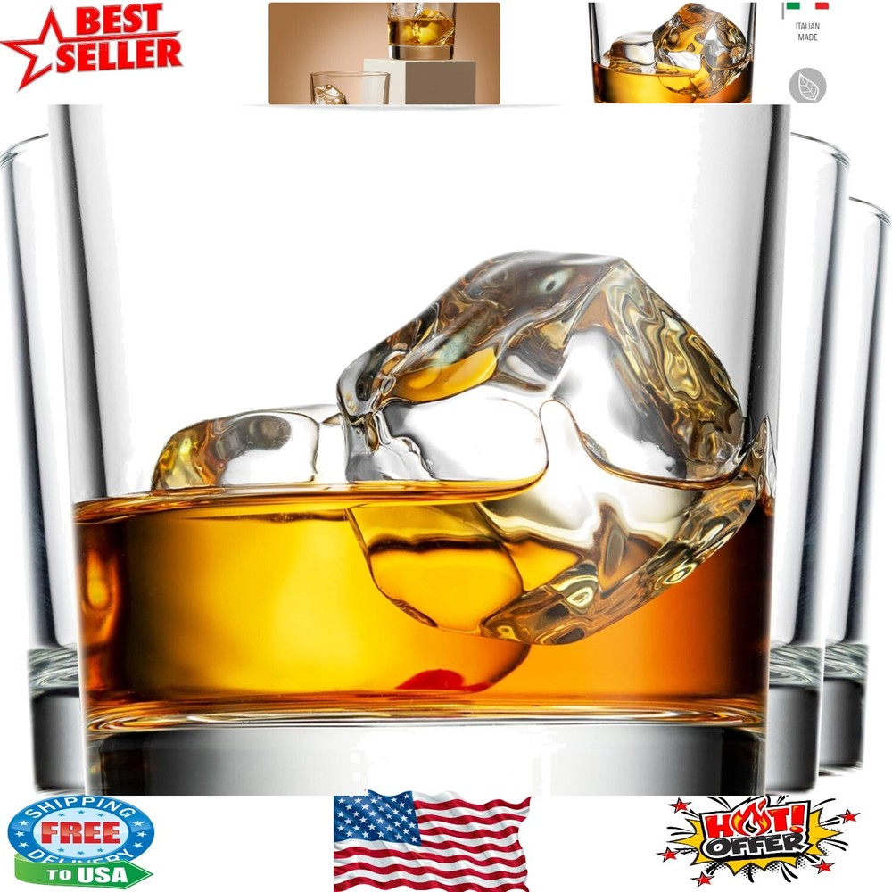 Italian-Made Short Whiskey Glass Set - Versatile & Recyclable Glassware