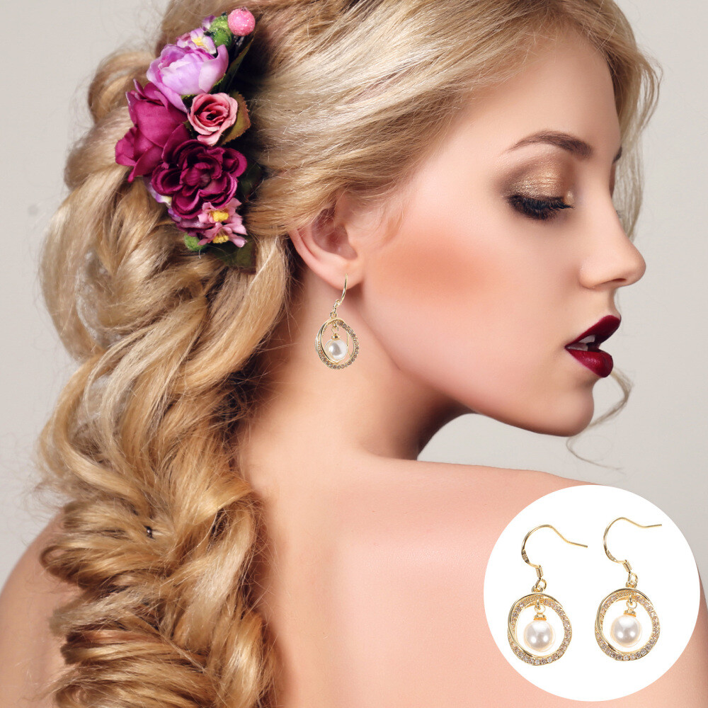 Stylish Ear Rings Imitation Pearl Ear Rings Geometric Earing Geometric Ear Hook