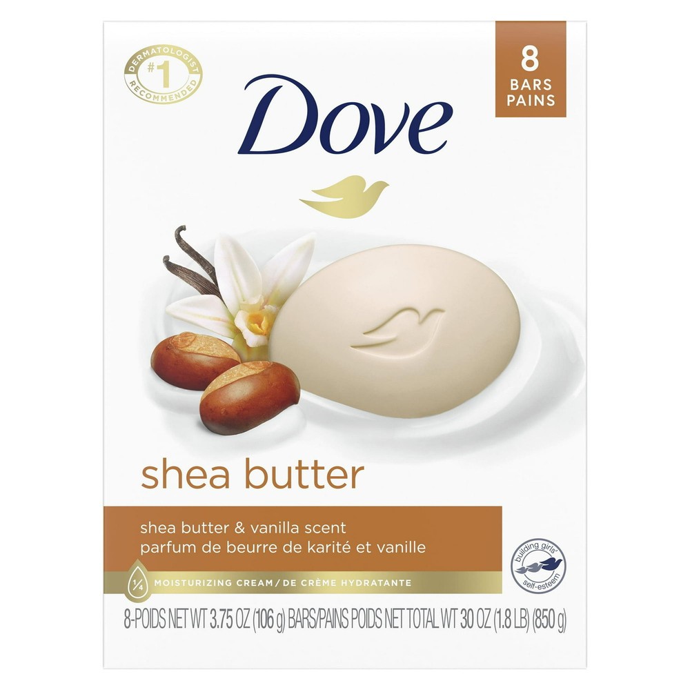 Dove Beauty Bar Moisturizing Gentle Bath Soap for Women 3.75 oz 8-Pack  