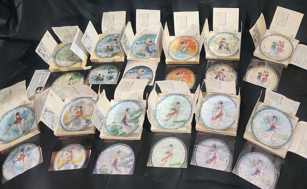 12 Vintage Jingdezhen Porcelain West Lake Legend Plates Set
