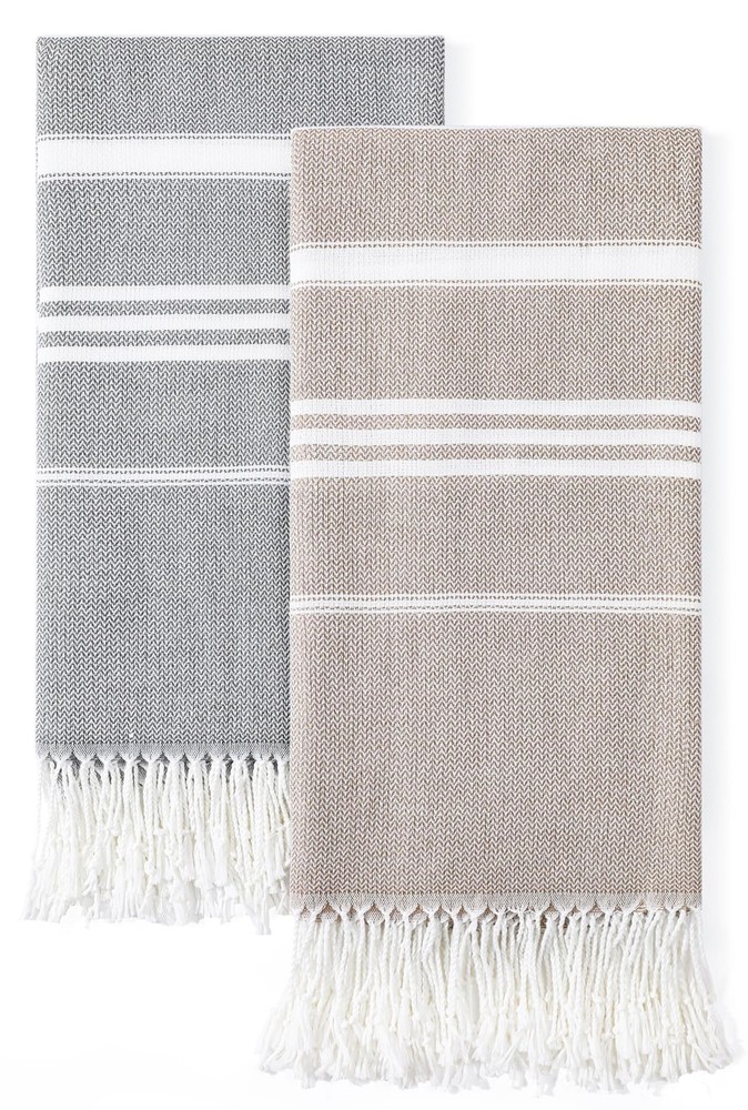 2-Pack Oversized Cotton Turkish Beach Towels - Quick Dry, Sand-Free for Pool & Bath