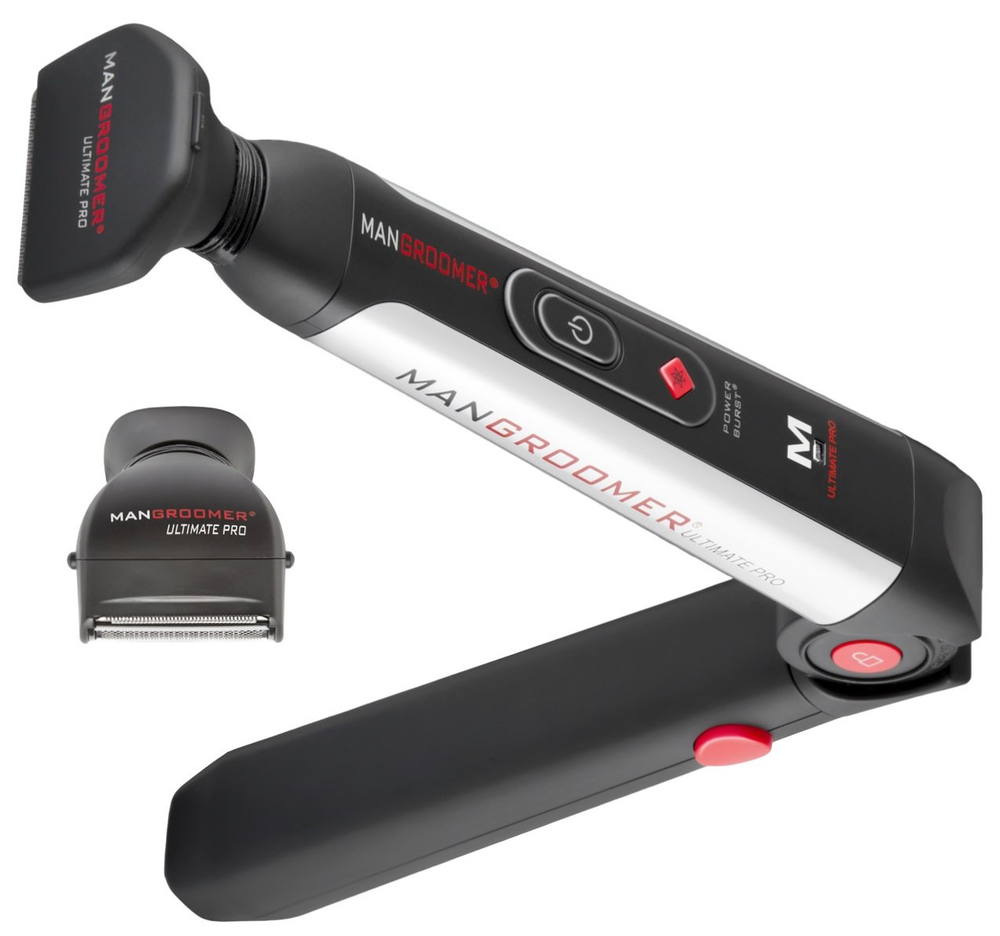 MANGROOMER - ULTIMATE PRO Back Shaver with 2 Shock Absorber Flex Heads, Power Hi