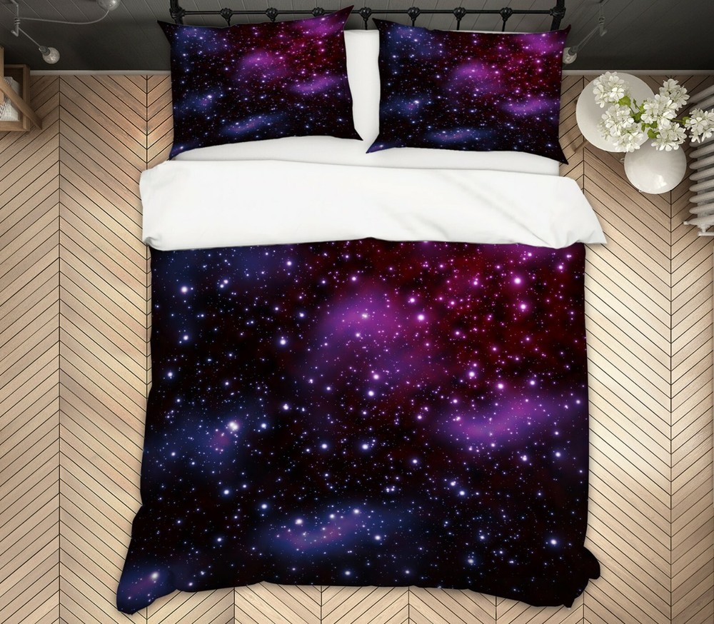 3D Purple Star ZHUA3567 Bed Pillowcases Quilt Duvet Cover Set Queen King Zoe