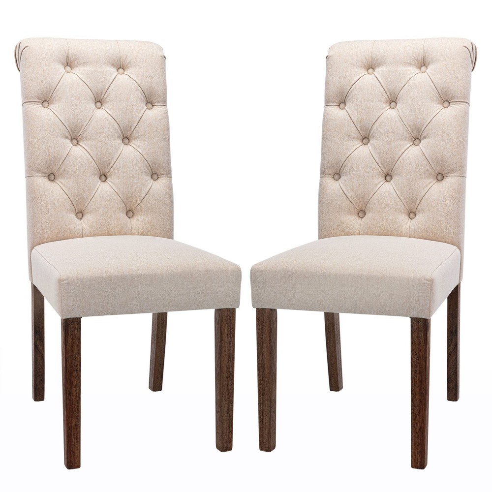 Tufted Upholstered Parsons Dining Chairs Set of 2 Accent Diner Seating