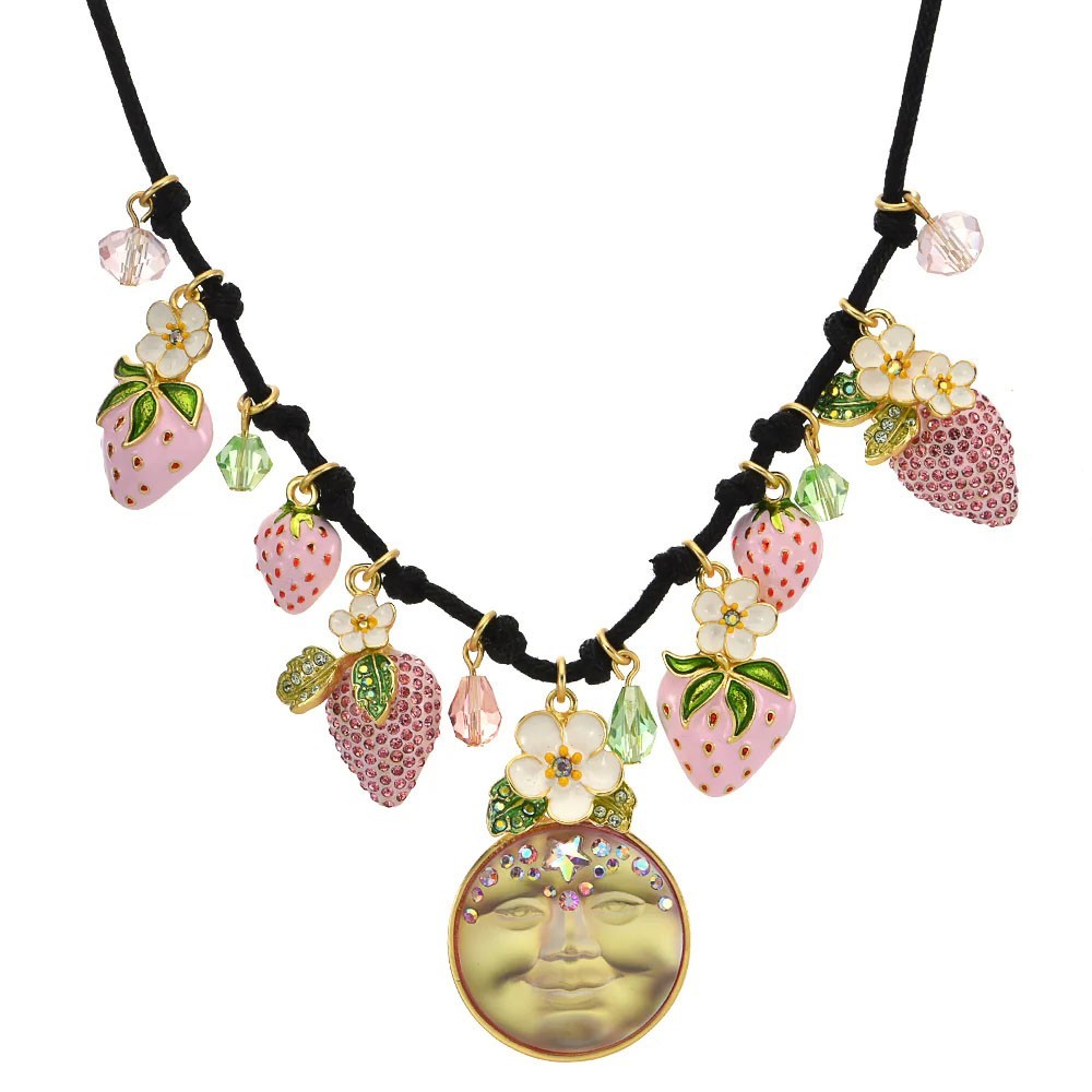Kirks Folly Mystic Venus Strawberry Seaview Moon Necklace goldtone