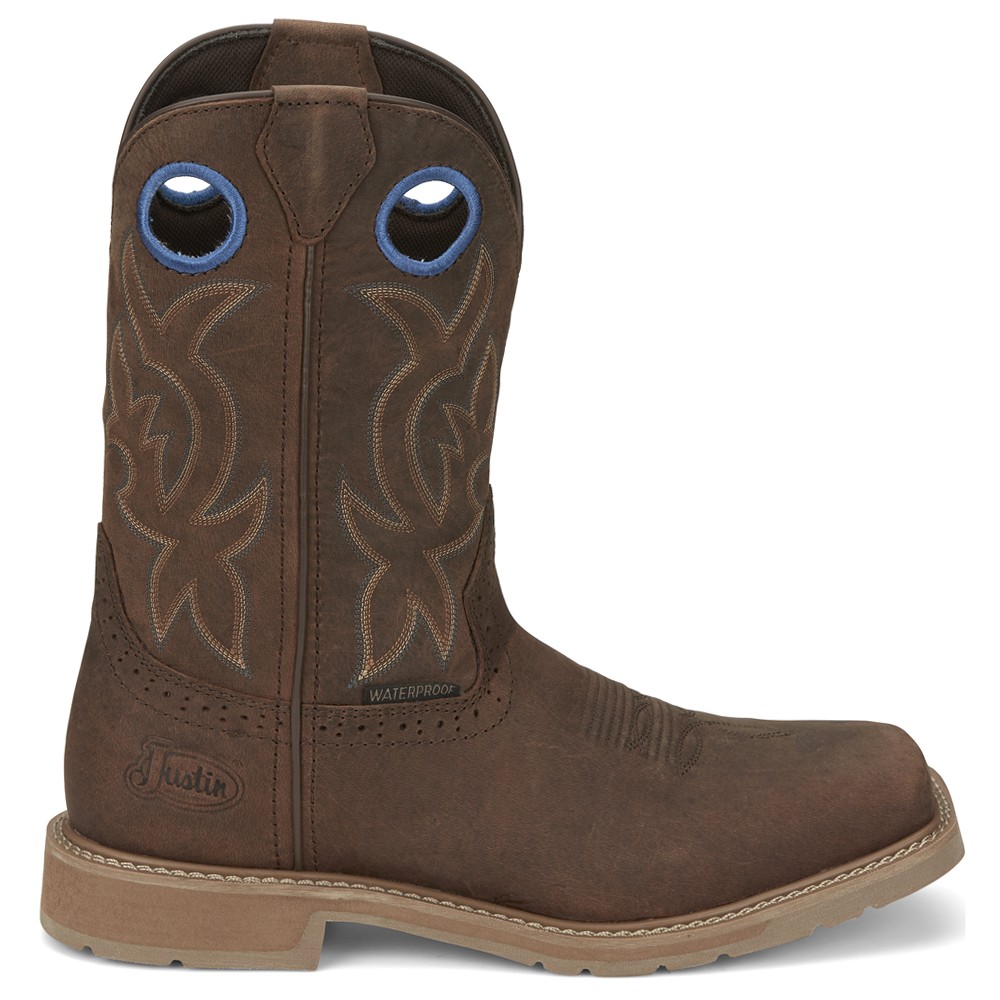 Justin Original 11-Inch Waterproof Soft Toe Workboots for Men